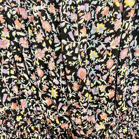 By Anthropologie Smocked Floral Shirt Sz S Sheer 3/4 Sleeve Cottagecore Coquette - Picture 2 of 5